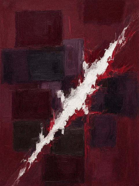 Wound in the Quiet — abstract color-field painting by Kenny Wu, 2026