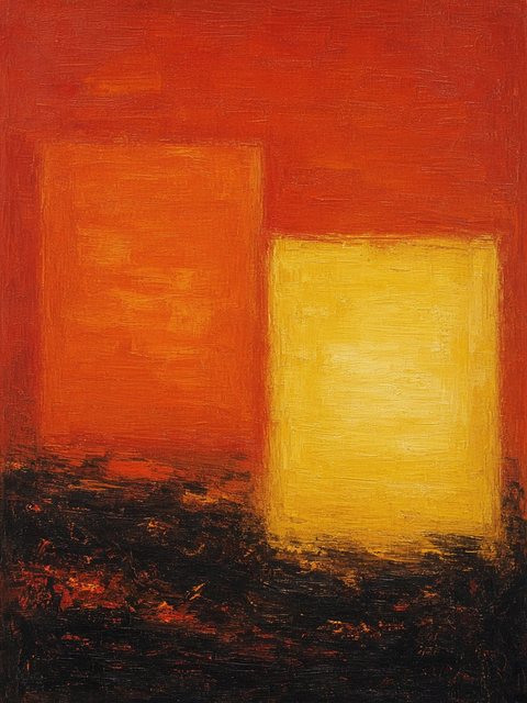 Ember Hour — abstract color-field painting by Kenny Wu, 2026